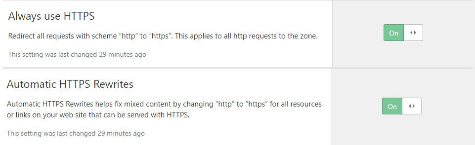 Cloudflare HTTPS Settings